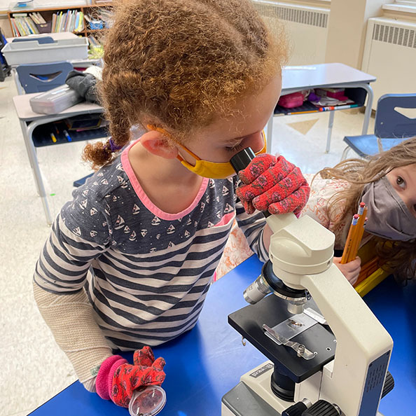 science - girl with microscope